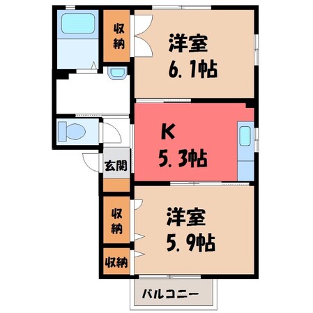 古河駅 バス16分  駒羽根団地下車：停歩1分 1階の物件間取画像